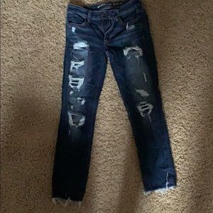 AEO distressed jeans dark wash